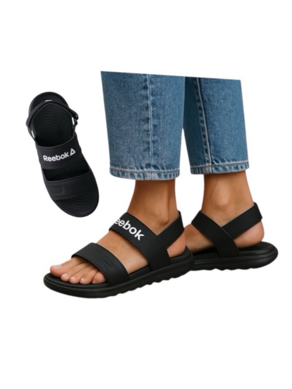Reebok Black Sandals Sleek Comfortable Design